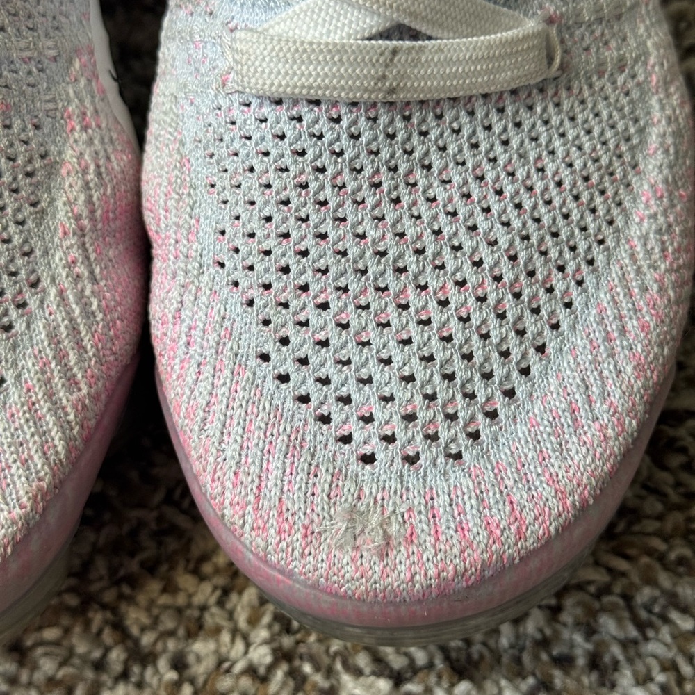 Nike Women's Gray and Pink Flyknit Vapormax Sneakers - Picture 8 of 8